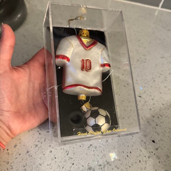 Y2K Vintage Soccer Glass Christmas Ornaments Sports Ball Number 10 Jersey - Picture 3 of 7